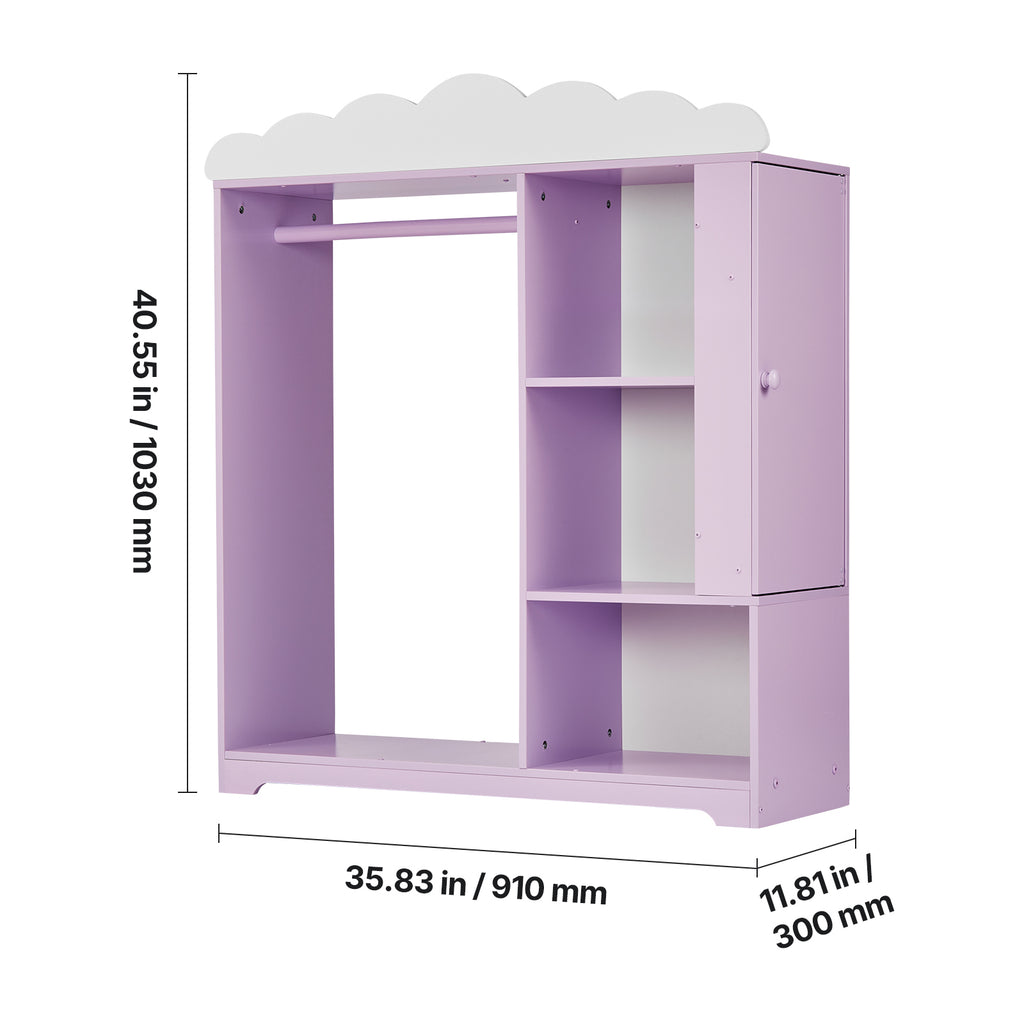 Kids Dress Up Storage, with Jewelry Cabinet, Dress Up Closet with Mirror and Shelves, Princess Costumes Wardrobe Closet, Todd