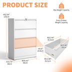 4 Drawer Lateral File Cabinet, Heavy Duty Metal Filing Cabinet, 35.4 Inch Wide Locking File Cabinet for Home Office, Space-Sa