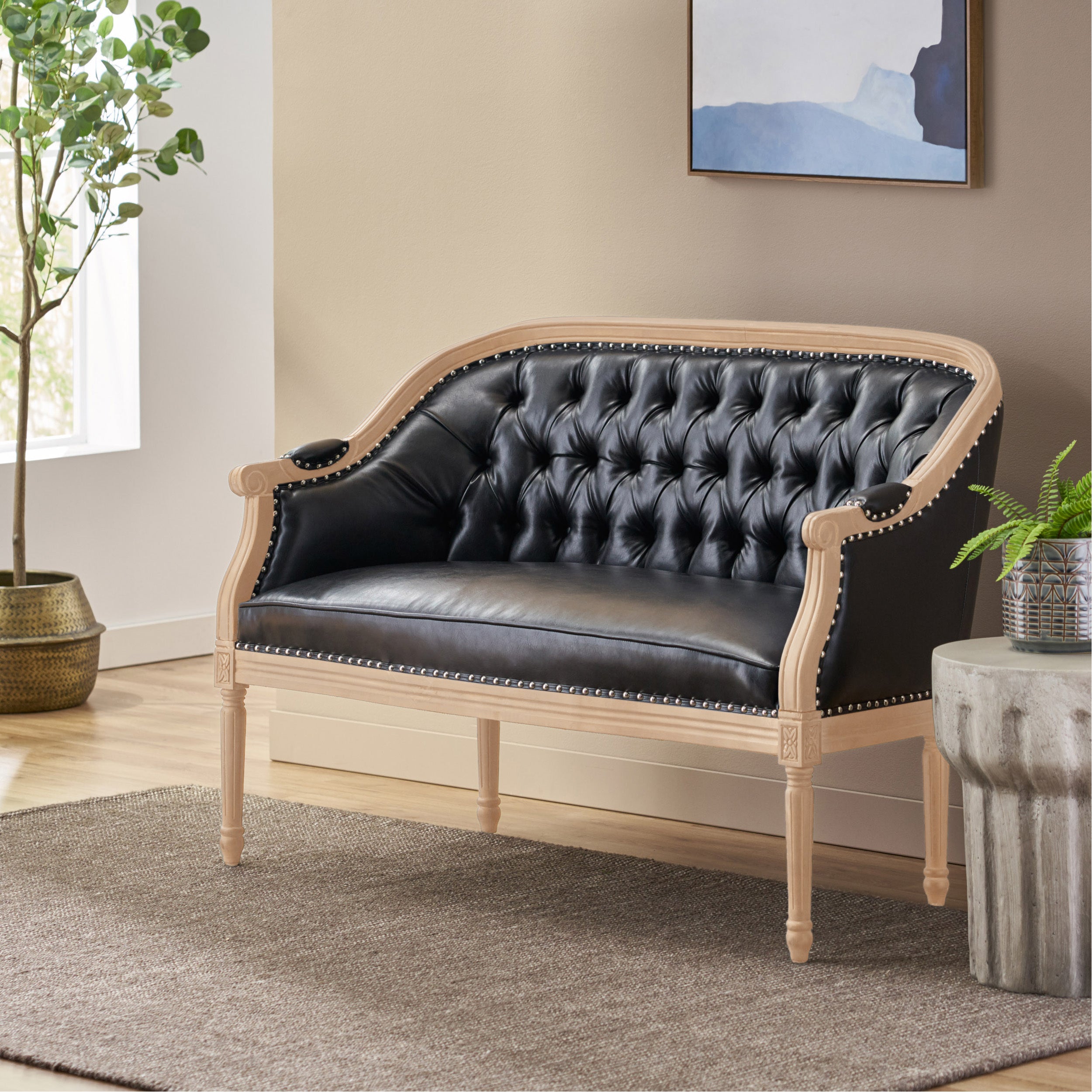 French Country Chesterfield Style Tufted Loveseat - Grand Goldman Shop