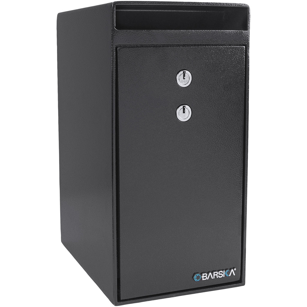 Black Steel Dual Key Depository Safe with Anti-Theft Design and Mounting Hardware, 0.27 Cu Ft - Grand Goldman