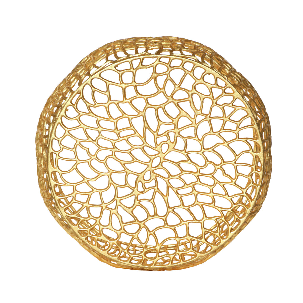 Modern Glam Mesh Coffee Table with Gold Accents and Aluminum Frame,27.50 x 27.50 x 12.50 - Grand Goldman Shop