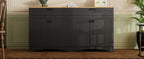 ON-TREND Farmhouse TV Stand with 2 Drawers for TVs Up to 70', Versatile Wood Grain Sideboard with Adjustable Shelves, Mid-Century Buffet Cabinet with Rustic Handles for Living Room/Bedroom, Black - Grand Goldman Shop