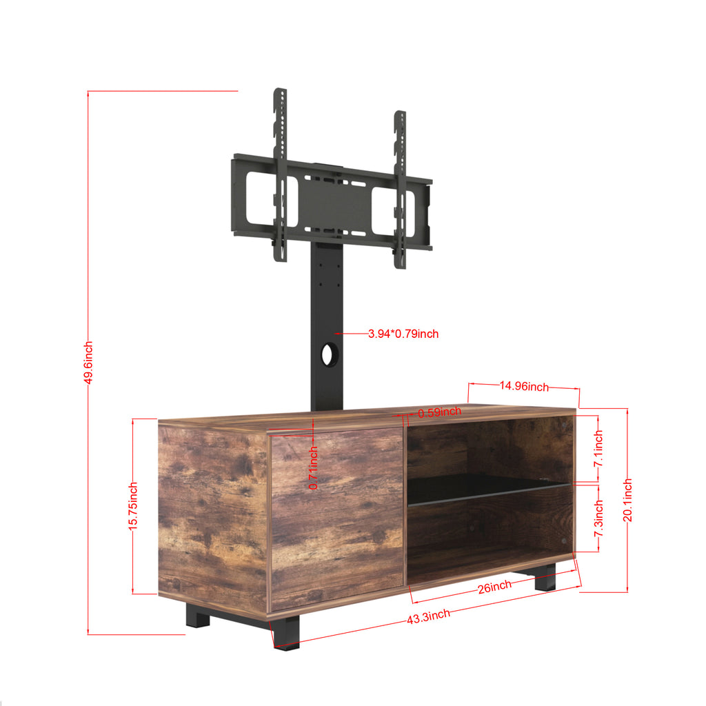 Rustic Brown TV Console with push-to-open Storage Cabinet for TV up to 65in Wood &glass TV Stand for Living Room Bedroom - Grand Goldman Shop