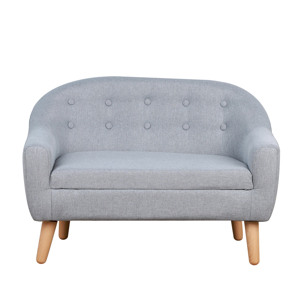 2-Seat Kids Sofa Linen Fabric and Wooden Frame Sofa for Kids and Toddlers Ages 3-7, 11' High Seat, Gray - Shop Quality Furnit