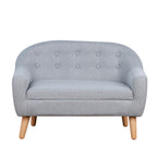 2-Seat Kids Sofa Linen Fabric and Wooden Frame Sofa for Kids and Toddlers Ages 3-7, 11' High Seat, Gray - Shop Quality Furnit