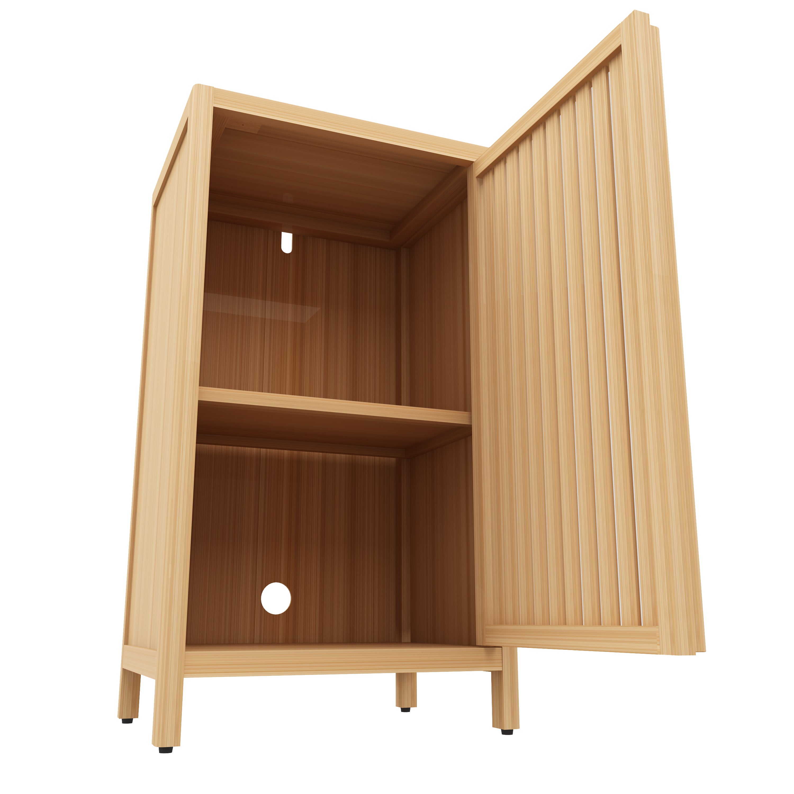 Natural Bamboo Freestanding Storage Cabinet with Door and Shelf for Bathroom, Living Room, Kitchen - Grand Goldman Shop
