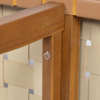 Stylish Acacia Wood Bedroom Bench with Woven PU Leather Seat in Warm Teak Tone, Natural Finish - Grand Goldman Shop