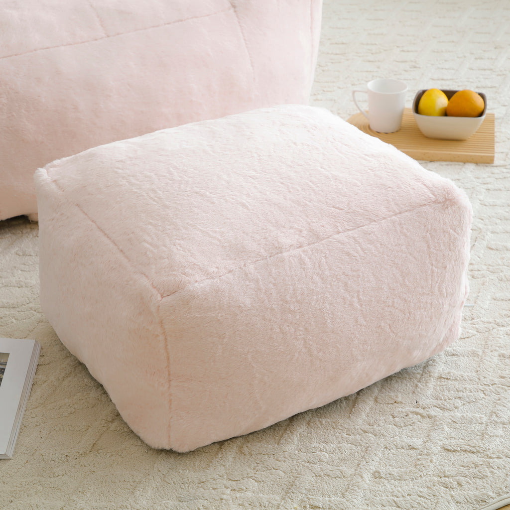 Giant Bean Bag Chair withFootstool, Oversized Bean Bag  for Adults and Kids, Faux Fur Shell-Shaped Large Chair with Filler, Stuffed Big Accent Sofa,  Floor Sofa for Gaming,Reading Living Room Bedroom - Grand Goldman Shop