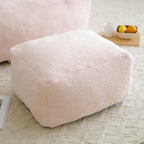 Giant Bean Bag Chair withFootstool, Oversized Bean Bag  for Adults and Kids, Faux Fur Shell-Shaped Large Chair with Filler, Stuffed Big Accent Sofa,  Floor Sofa for Gaming,Reading Living Room Bedroom - Grand Goldman Shop