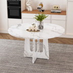 Modern Farmhouse 47.24' Round Dining Table for 4 with Marble White Finish MDF and Iron - Grand Goldman Shop