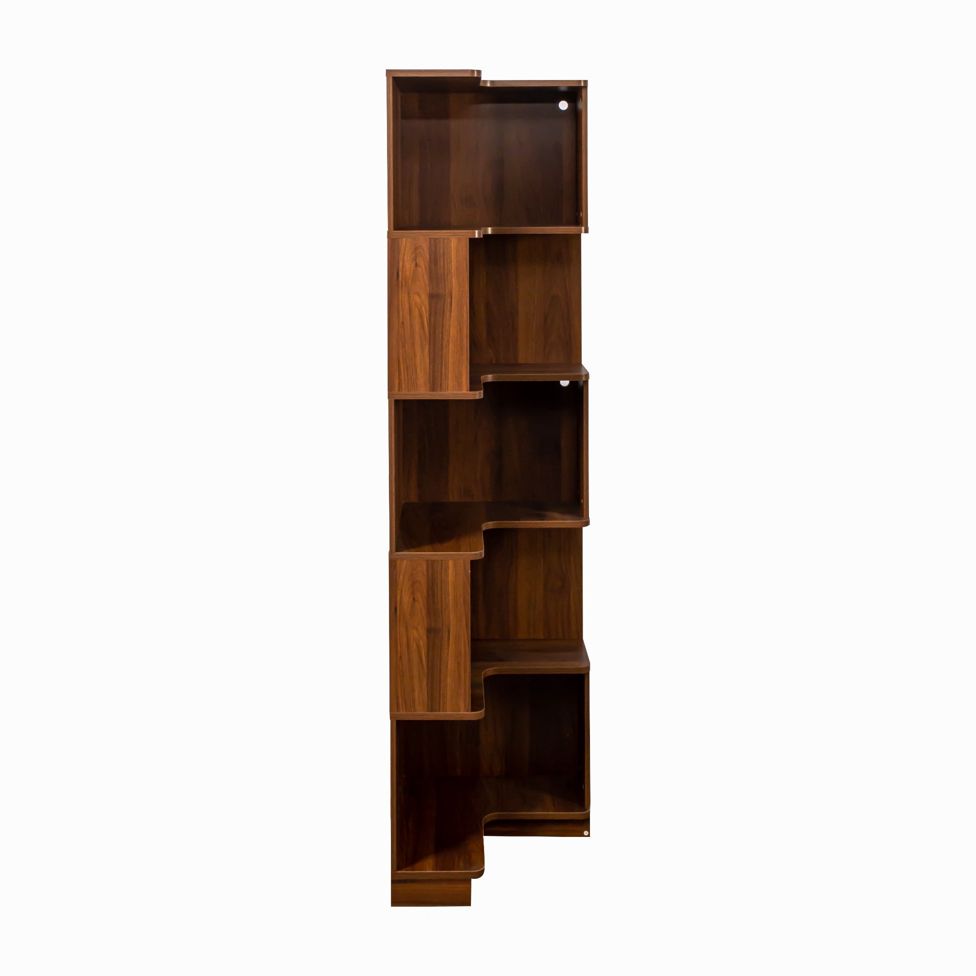 Corner Book Shelf - 5 Tier Corner Bookshelf  Bookcase with Baffle, Freestanding L Shaped Display Shelf Stand with led lights for Home Office, Living Room, Bedroom, Kitchen - Grand Goldman Shop