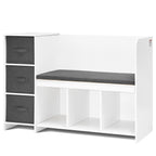 Kids Reading Nook Bench, Toddler Bookshelf and Bookcase with Detachable Seat Cushion, 6-Cubby Storage Organizer Bench with 3 