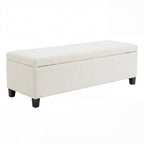 Indoor Textured Boucle White Storage Ottoman Bench - 50.98''L Upholstered Entryway Bench with Hidden Storage, 300lbs Weight Capacity for Living Room, Bedroom & Hallway - Grand Goldman Shop