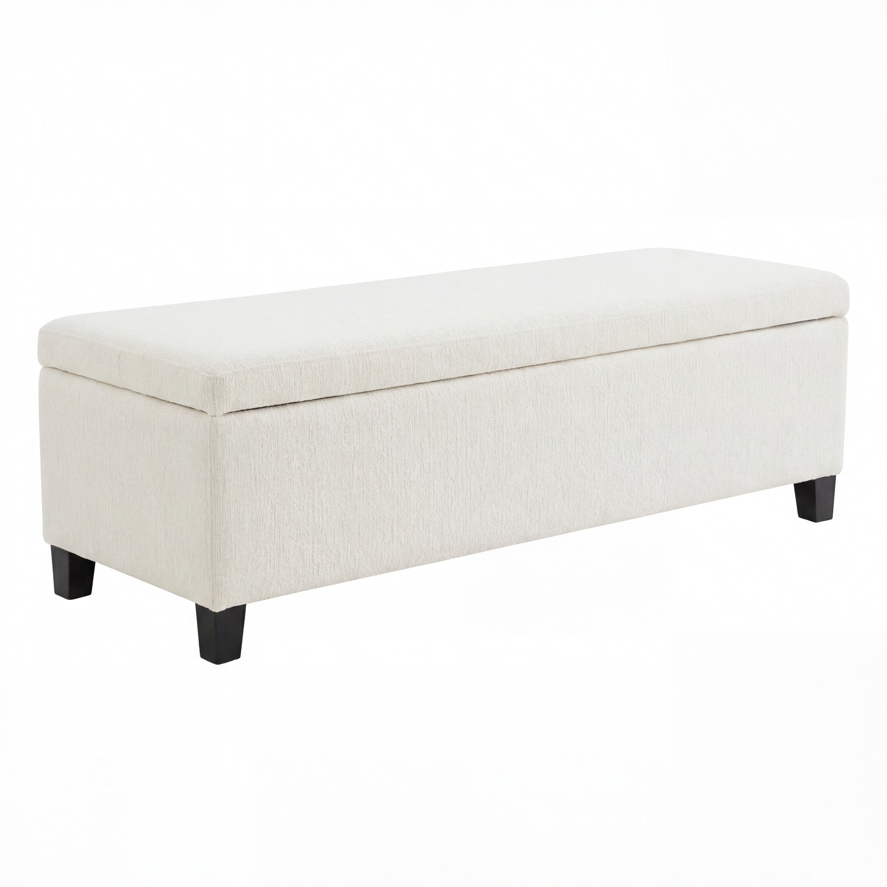 Indoor Textured Boucle White Storage Ottoman Bench - 50.98''L Upholstered Entryway Bench with Hidden Storage, 300lbs Weight Capacity for Living Room, Bedroom & Hallway - Grand Goldman Shop