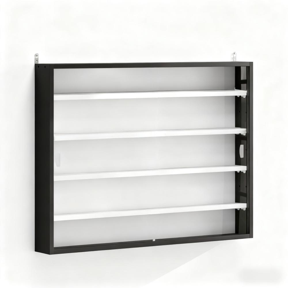 Black Wall-Mounted Display Case with Large Capacity,Clear Door for a Stunning Collectible Showcase - Grand Goldman Shop