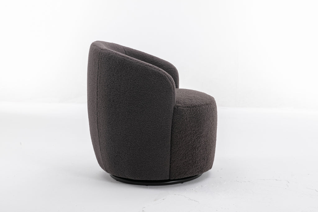 Teddy Fabric Swivel Accent Armchair Barrel Chair With Black Powder Coating Metal Ring,Dark Gray - Grand Goldman Shop