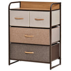 HOMCOM 4-Drawer Dresser, Fabric Drawers, 3-Tier Storage Organizer for Bedroom Entryway, Tower Unit with Steel Frame and Wooden Top, Maple Wood - Grand Goldman Shop