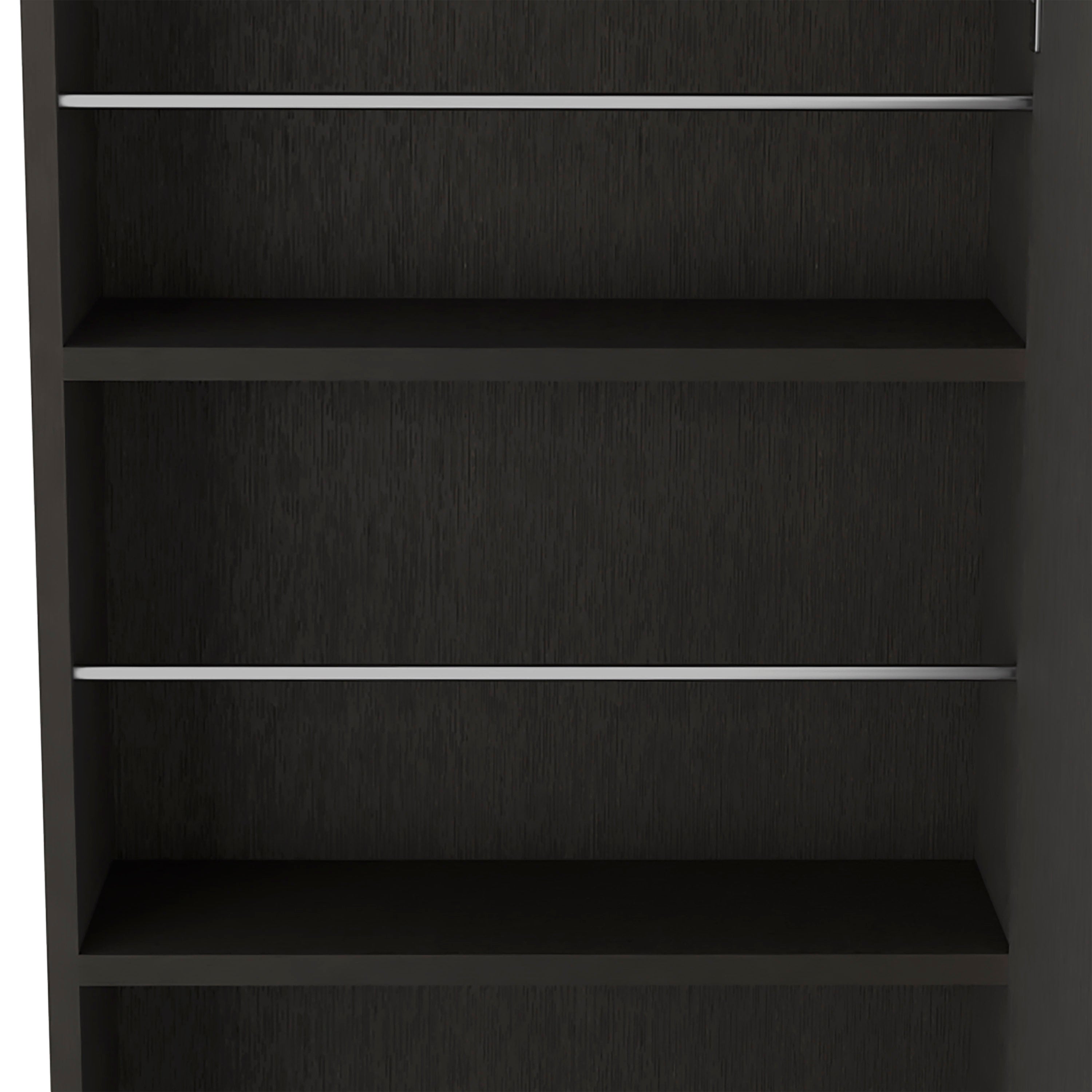 Wall Mounted Shoe Rack With Mirror Chimg, Single Door, Black Wengue Finish - Grand Goldman Shop
