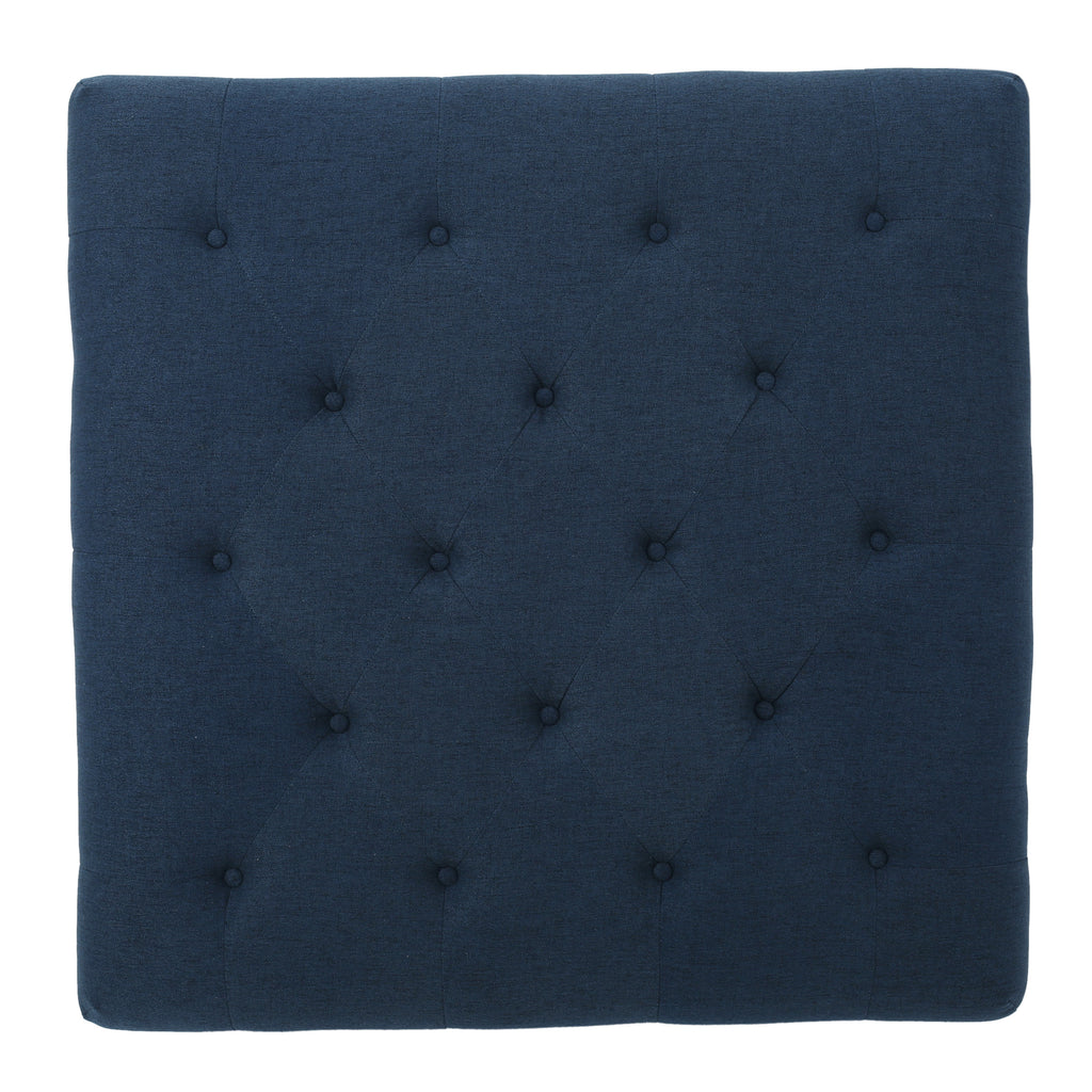 MADRID KD Tufted Ottoman Footrest and Coffee Table Stand-In Navy Blue Polyester 40.5x40.5x16.9 inches - Grand Goldman Shop