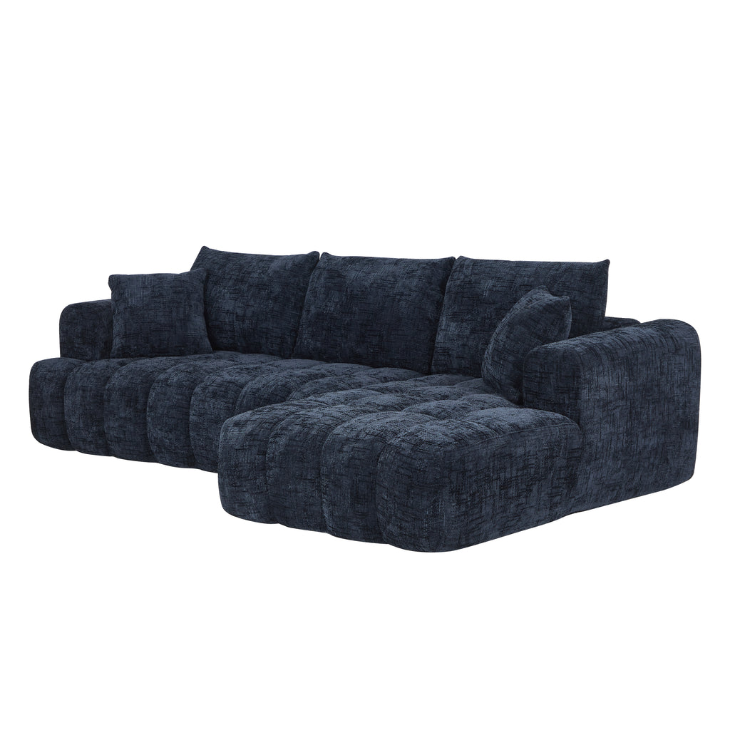 Chenille L-Shape Luxury Sectional Oversized Sofa,Mnimalist Design,Comfy Sleeper Couch for Living Room,Apartment&Reception Spaces,No Assembly Required - Grand Goldman Shop