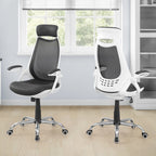 Contemporary Office Chair with Adjustable Height, Swivel, Ergonomic Design, Grey Mesh Fabric, Chrome Metal Base, Modern Work 