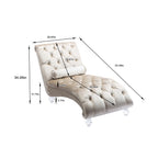 Velvet Chaise Lounge Indoor, Button-Tufted Upholstered Chair with Pillow, Beige Velvet, 63.38x28.94x34.05 inches - Grand Goldman Shop