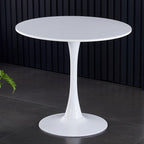 White Round Table, Modern Dining Table, MDF Top and Steel Base Tulip Round Kitchen Table, Mid Century Coffee Table for Living Room 24 Inch, Oval Dining Table - Grand Goldman Shop