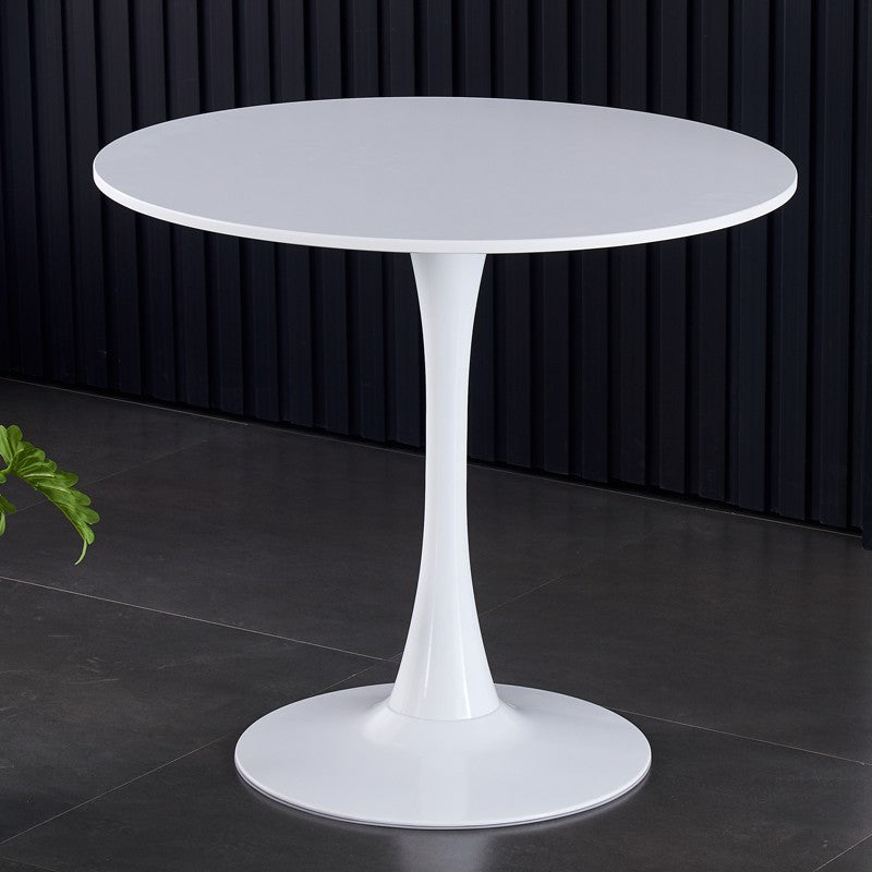 White Round Table, Modern Dining Table, MDF Top and Steel Base Tulip Round Kitchen Table, Mid Century Coffee Table for Living Room 24 Inch, Oval Dining Table - Grand Goldman Shop
