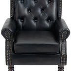 Modern Accent Armchair with Sturdy Wood Legs in Black PU Leather for Living Room or Bedroom - Grand Goldman Shop