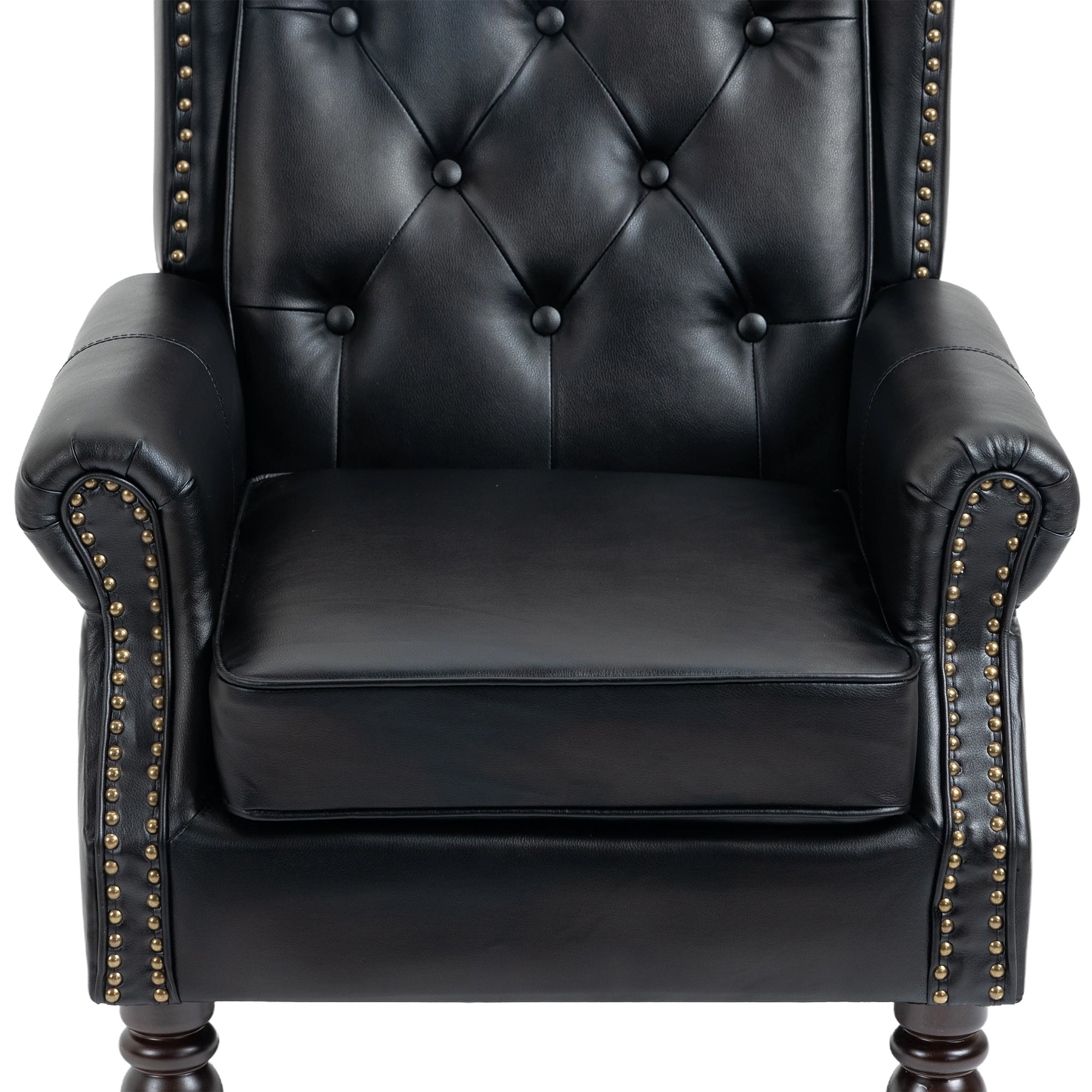 Modern Accent Armchair with Sturdy Wood Legs in Black PU Leather for Living Room or Bedroom - Grand Goldman Shop