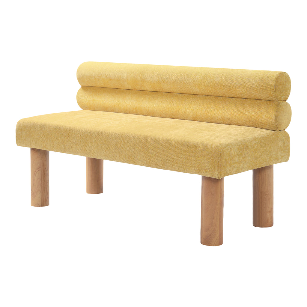 Upholstered Dining Bench, End of Bed, Entryway Bench, Ottoman for Dining Room, Bedroom, Living Room, Rubber Wood Leg 300 LBS Support, Yellow - Grand Goldman Shop
