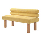 Upholstered Dining Bench, End of Bed, Entryway Bench, Ottoman for Dining Room, Bedroom, Living Room, Rubber Wood Leg 300 LBS Support, Yellow - Grand Goldman Shop