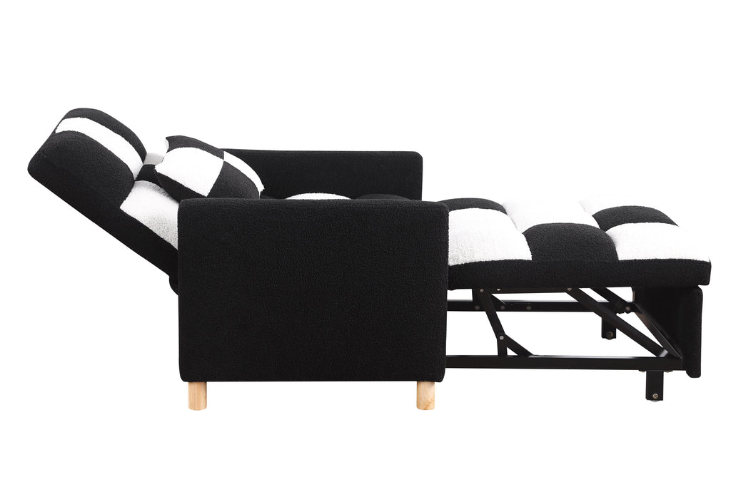 Convertible Sleeper Sofa Chair Bed, Adjustable Chair with Pillow, Multi-Functional Sleeper Chair with Soft Teddy Fabric for Living Room, Dorm, Apartment, Bedroom or Office - Grand Goldman Shop