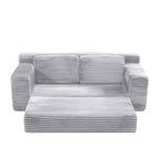 Corduroy Cloud Double Sofa, 2-in-1 Convertible Sofa Bed, Comfortable Boneless Double Sofa, Suitable for Living Room, Apartment, Small Space Grey - Grand Goldman Shop