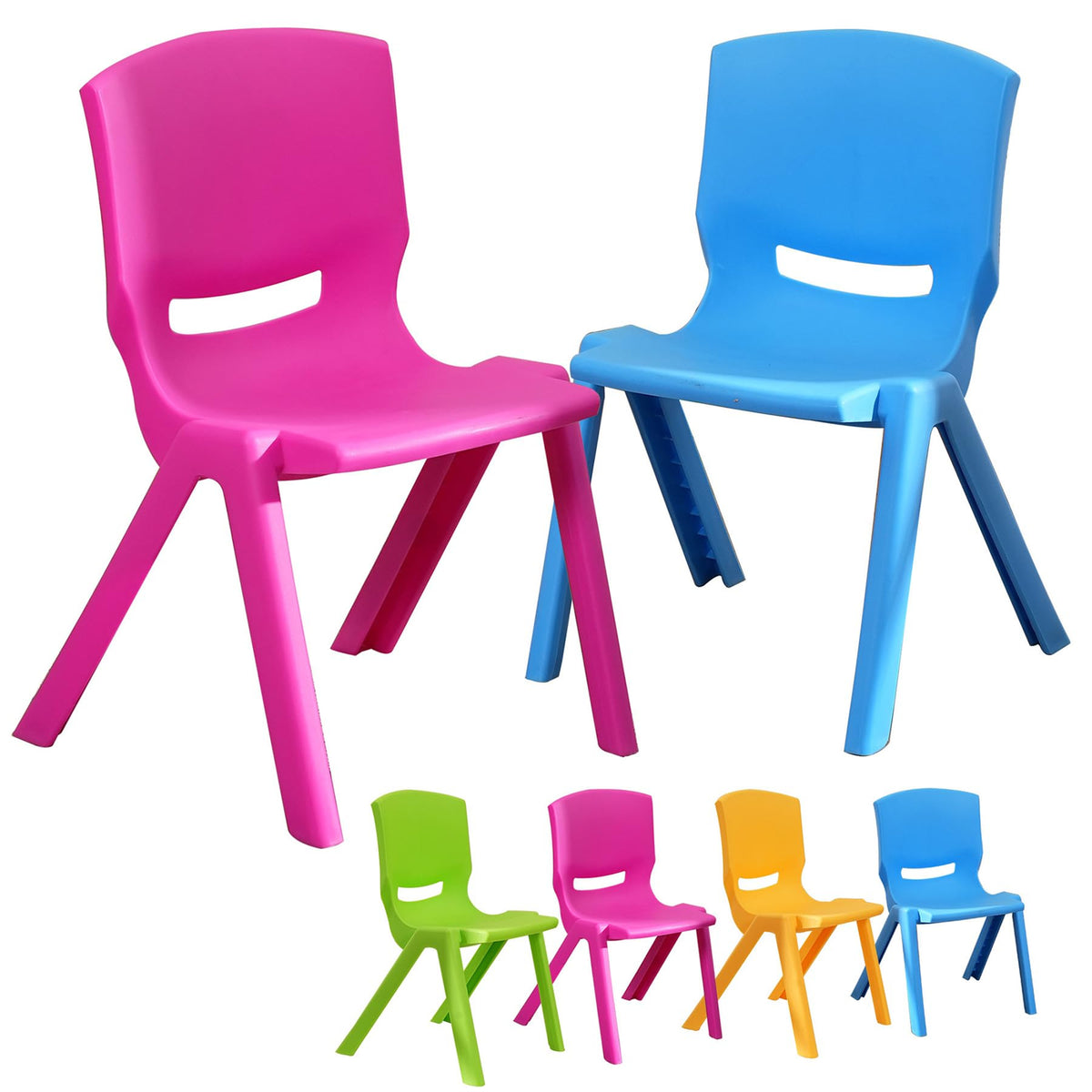 Kids Chair,Children Lightweight Plastic 4 Chairs Set with 11.8' H Seat for Playrooms,Preschool,Toddlers (Enlarge Size) - Gran
