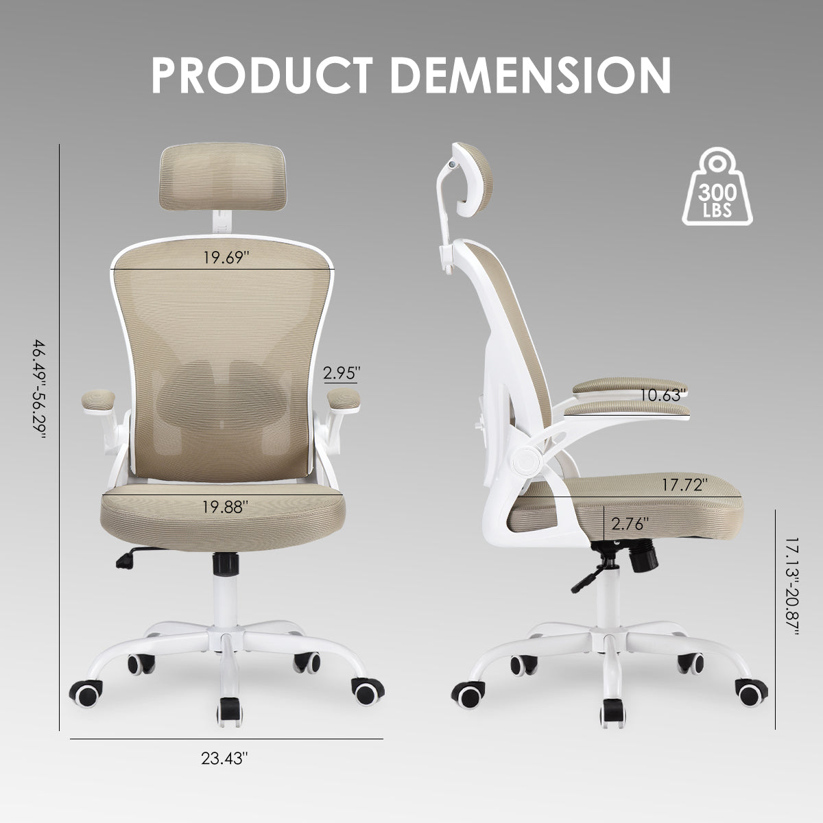 Ergonomic Office Chair, Home Office Desk Chair with Headrest, High Back Computer Chair with Armrests and Adjustable Lumbar Su