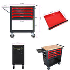 4 Drawers Multifunctional Tool Cart With Wheels And Wooden Top | Premium Home Decor - Grand Goldman