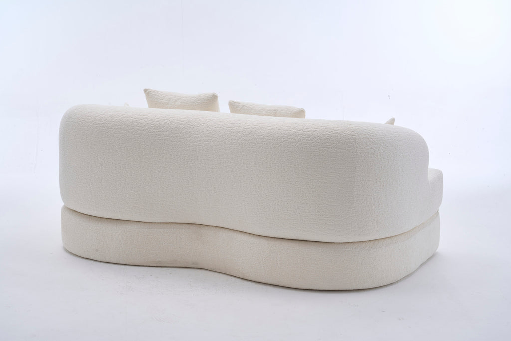 2-in-1 Foldable Sofa Bed,70 Inch Folding Boneless Couch Convertible Compressed Sleeper Sofabed, 4 Pillows for Living Room Apartment, Milk White - Grand Goldman Shop