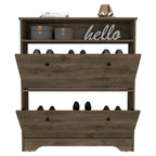 Calgary Shoe Rack, Superior Top, One Open Shelf, Two Extendable Shelves -Dark Brown - Grand Goldman Shop