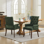 Upholstered Chenille Fabric Accent Dining Chair, Curved Solid Wood Legs, Elegant Tufted Club Dining Room Kitchen Room Arm Dining Chair, Single Pack,Olive Green,SW1895OL - Grand Goldman Shop