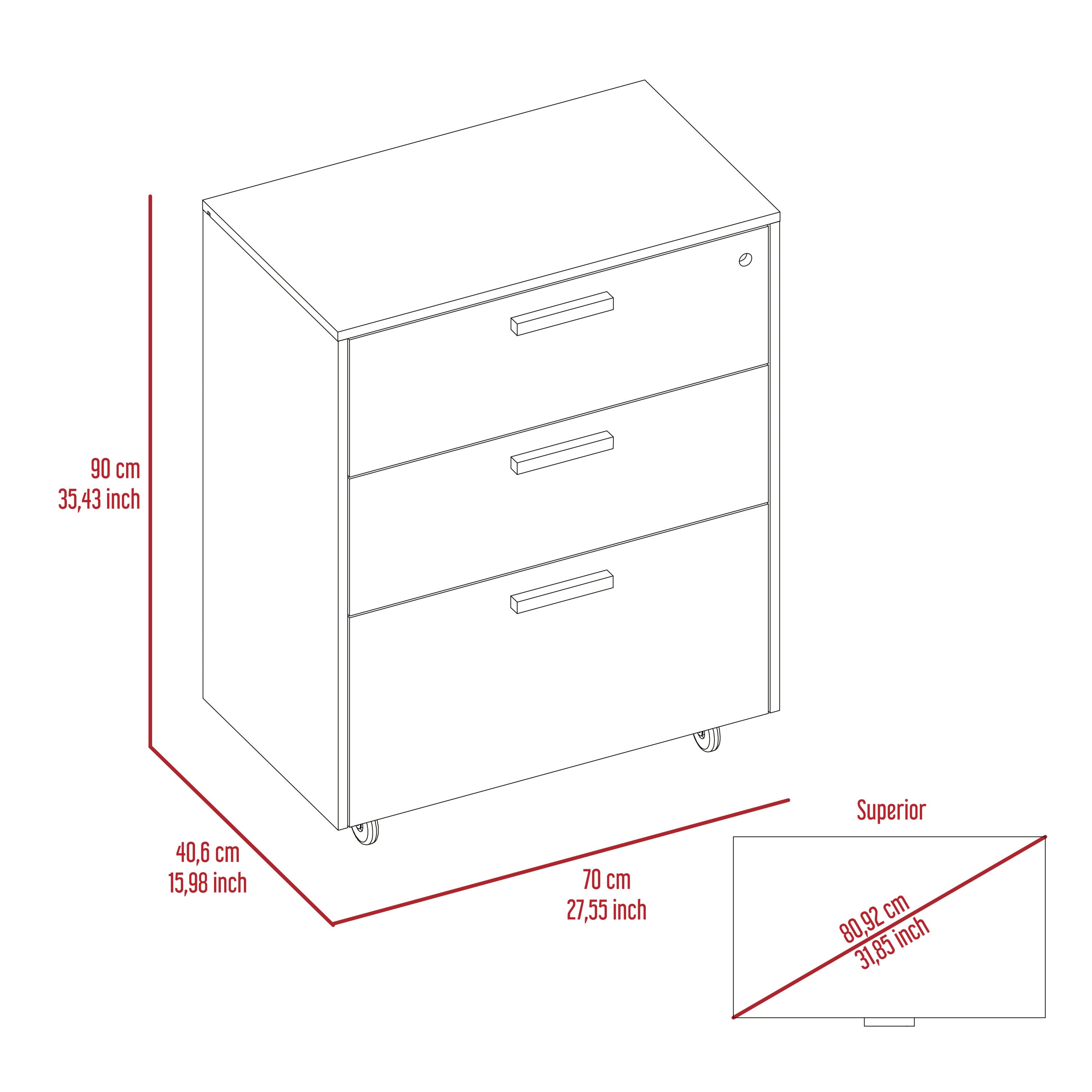 3 Drawers Storage Cabinet with Casters Lions Office, Black Wengue Finish - Grand Goldman