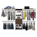 Plego 69'W - 118'W Drawers Closet System, Five Shelves, Four Hanging Rods, Three Drawers -Dark Walnut - Grand Goldman Shop