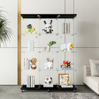 Glass Display Cabinet with 4 Shelves Extra Large, Curio Cabinets for Living Room, Bedroom, Office, Black Floor Standing Glass