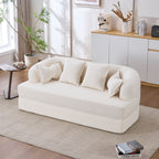 2-in-1 Foldable Sofa Bed,70 Inch Folding Boneless Couch Convertible Compressed Sleeper Sofabed, 4 Pillows for Living Room Apartment, Milk White - Grand Goldman Shop