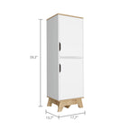 Pamplona Microwave Tall Cabinet Counter Surface, Top And Lower Double Doors Cabinets -Light Oak / White | Premium Home Decor 