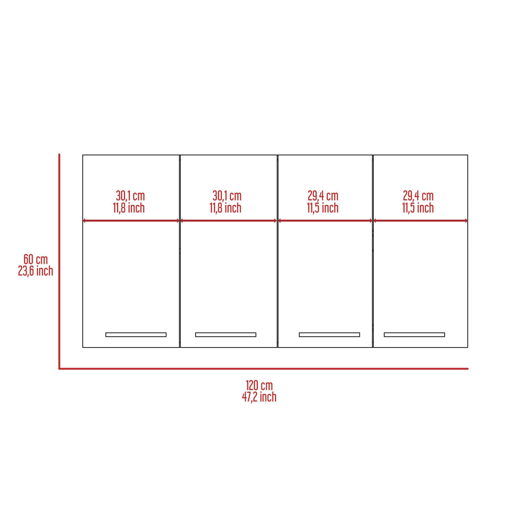 Sitka Wall Cabinet, Two Spacious Divisions, Four Doors - Grand Goldman Shop