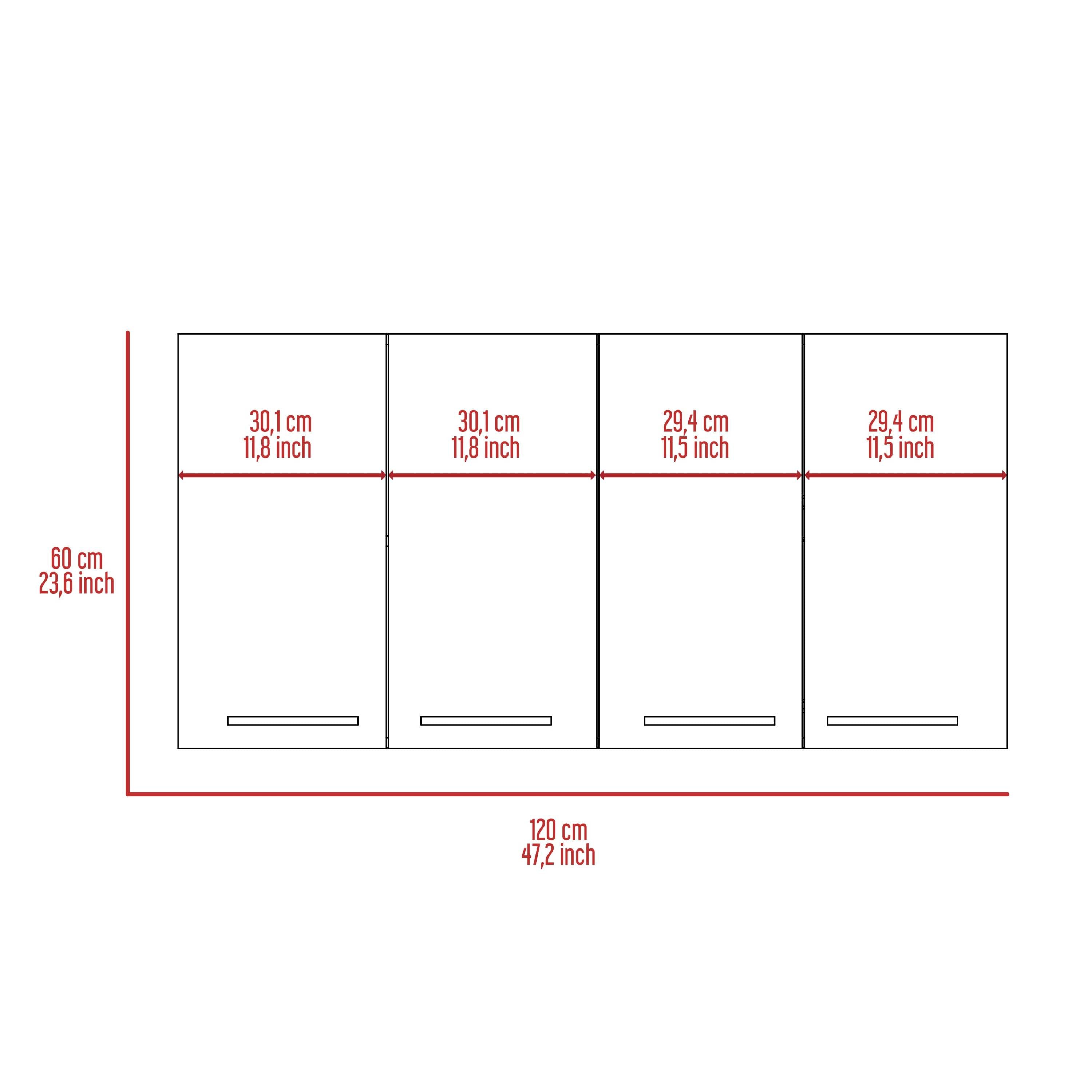 Sitka Wall Cabinet, Two Spacious Divisions, Four Doors - Grand Goldman Shop