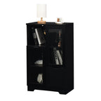 Modern MDF Painted Cabinet with Glass Doors and Drawer, Black, Bedroom or Living Room Storage - Grand Goldman Shop