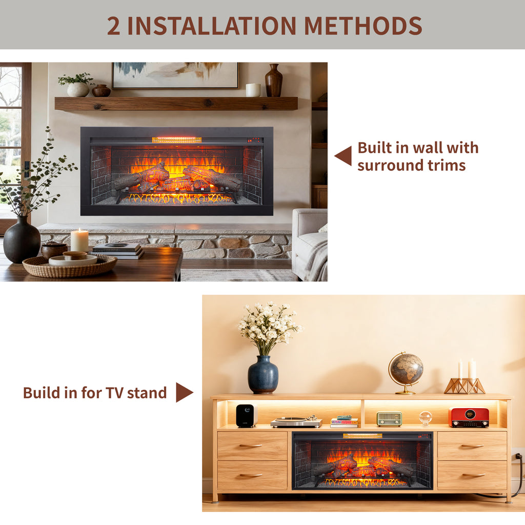 42 inch Infrared Electric Fireplace with Removable Trim kit Insert, Touch Panel Home Decor Heater - Grand Goldman Shop