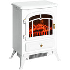 22' Electric Fireplace Heater, Freestanding Fire Place Stove with Realistic LED Flames and Logs, and Overheating Protection, 750W/1500W, White - Grand Goldman Shop
